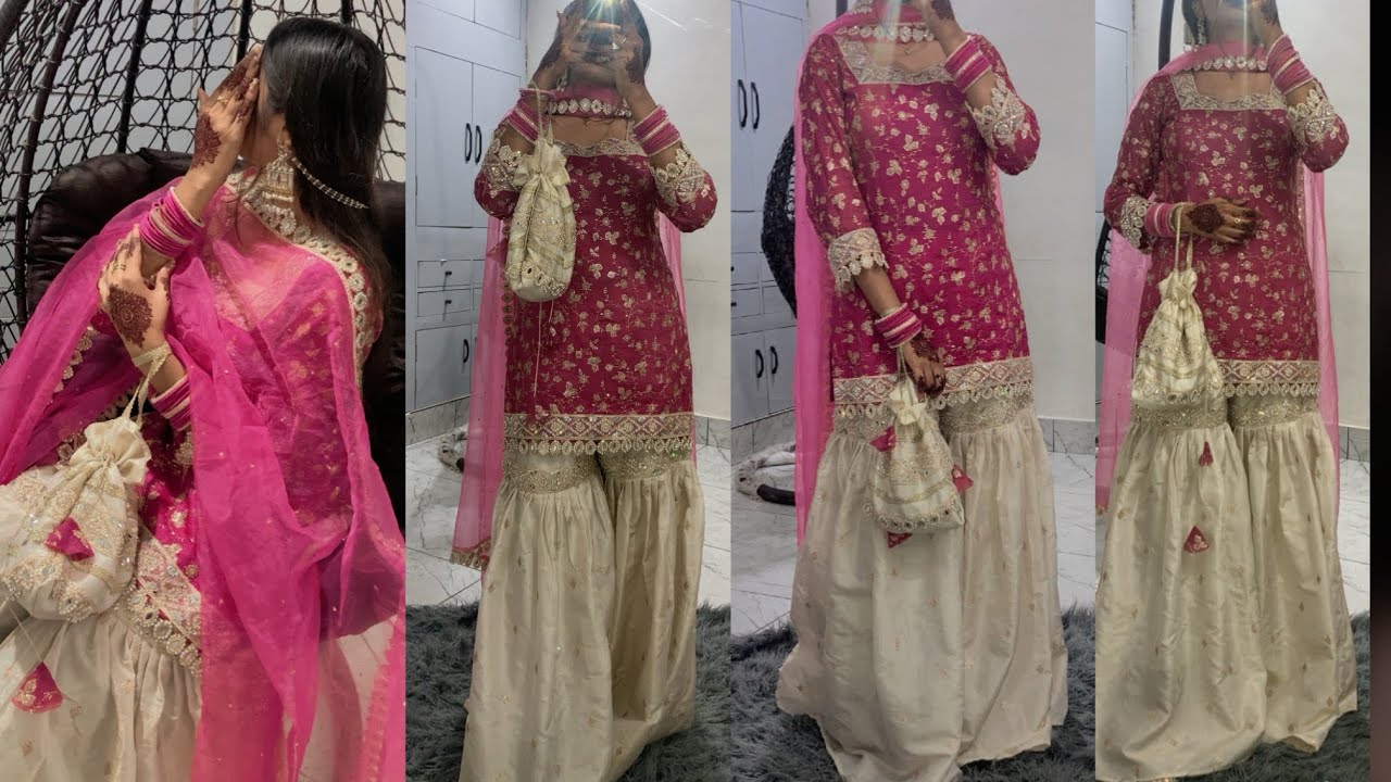 Instagram viral gharara kurti/cutting and stitching/wedding outfit