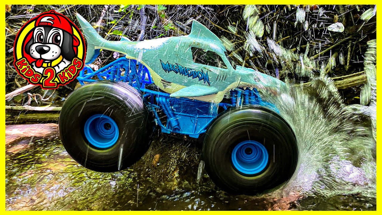 Monster Jam Toy Trucks - MEGALODON STORM RC Car - Waterfall Off-roading & Skatepark GO PRO ADVENTURE