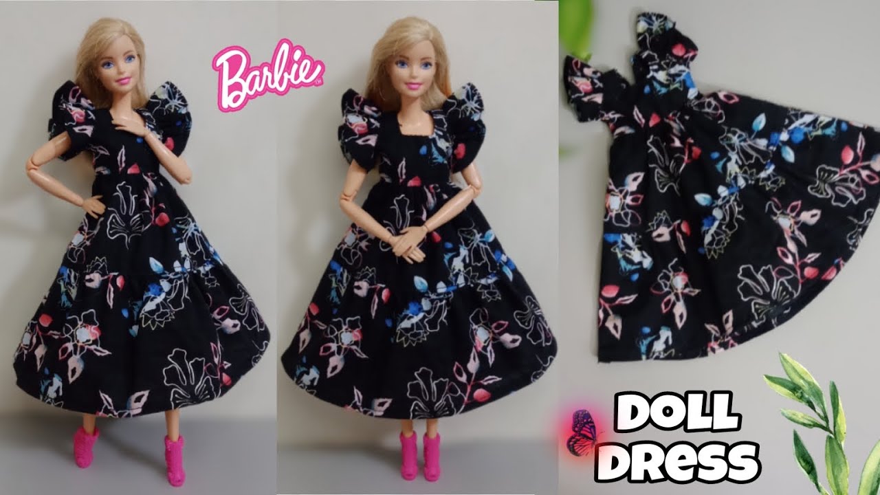 Making beautiful doll long frock| doll dress making easy |diy Barbie clothes||A-Doll designer❤️