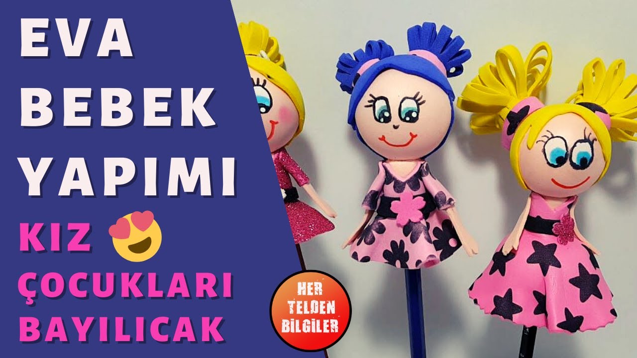 Eva Bebek Yapımı - Kız Çocukları BAYILACAK! - Eva Kalem Tepesi Nasıl Yapılır? - DIY - KOLAY YAP
