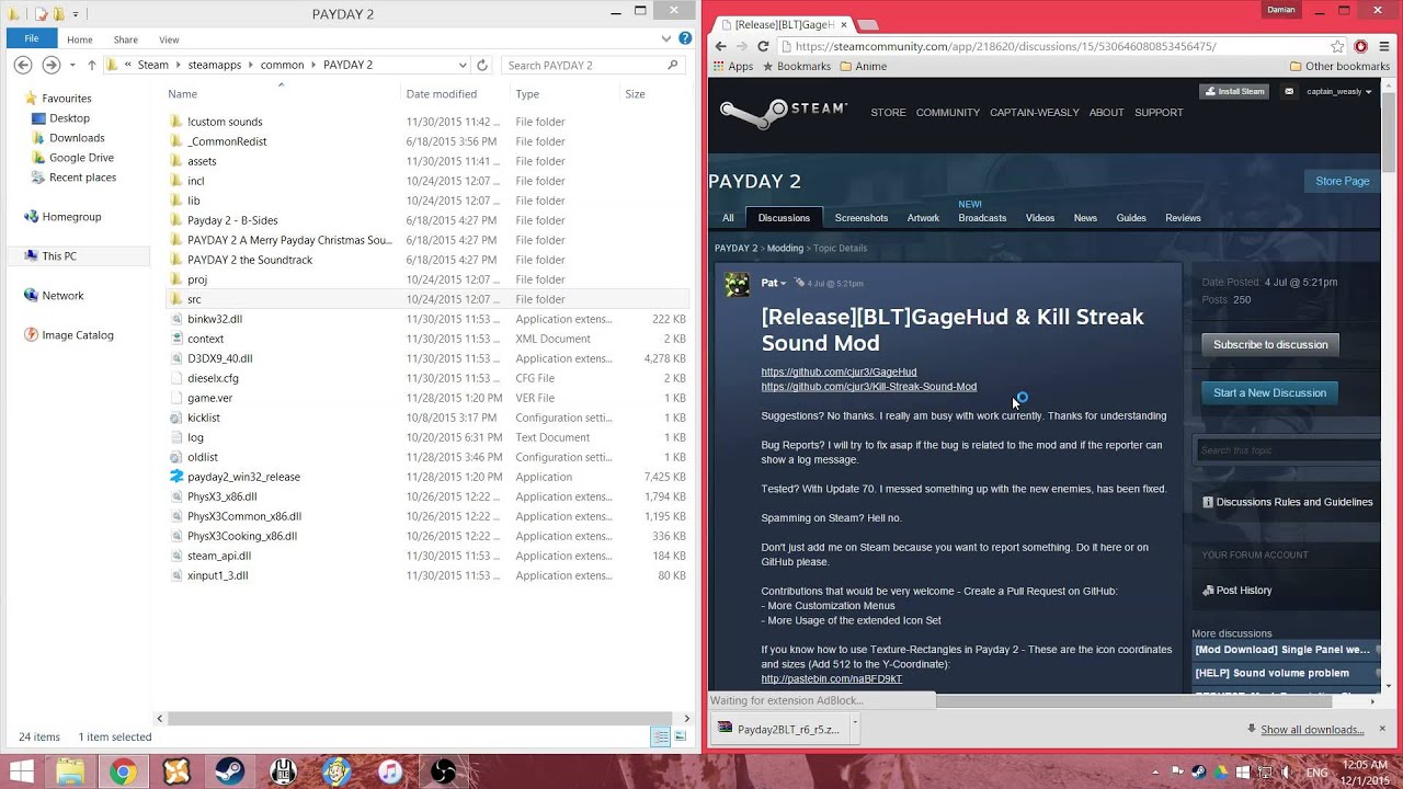 How to install Payday 2 BLT and Gagehud