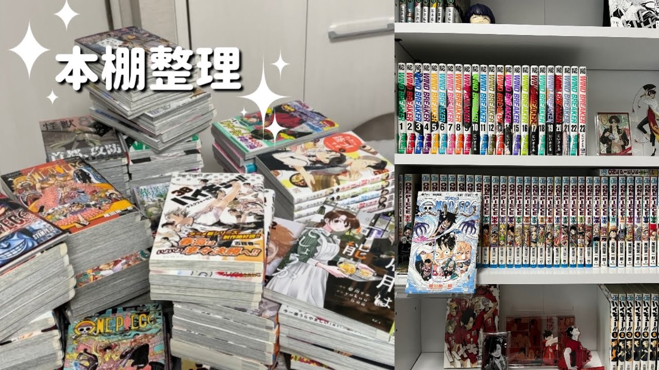 【本棚整理】新しい本棚を追加して漫画整理する休日🧣📕🧸