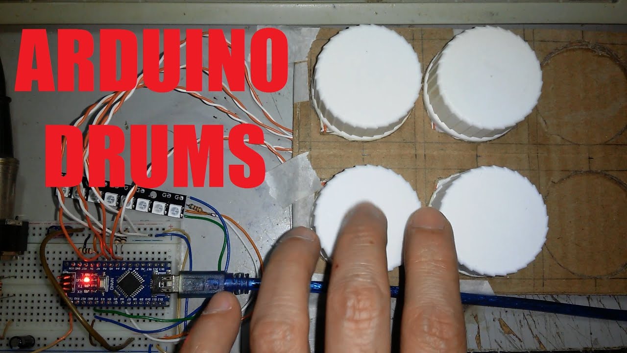 MIDI-барабаны Arduino с пьезо-дисковыми триггерами (со схемой и кодом)