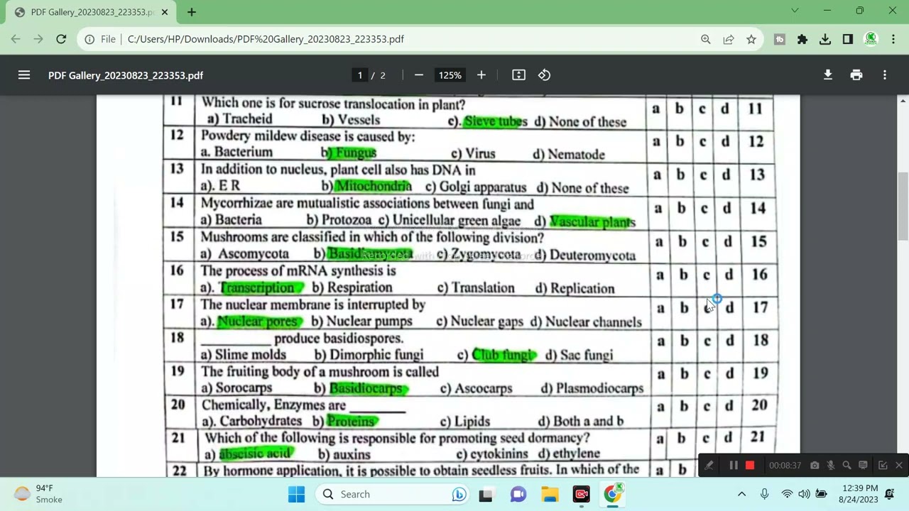 Original Paper 2022 I BZU MPhil/PhD Botany  Departmental Test I Solved & Explained I KEMSEN