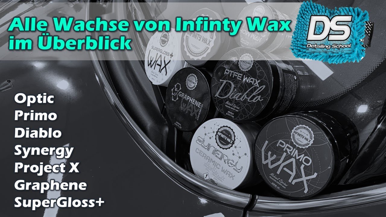 Alle Wachse von Infinity Wax im Überblick: Graphene, SuperGloss+, Diablo, Primo, Optic, Synergy
