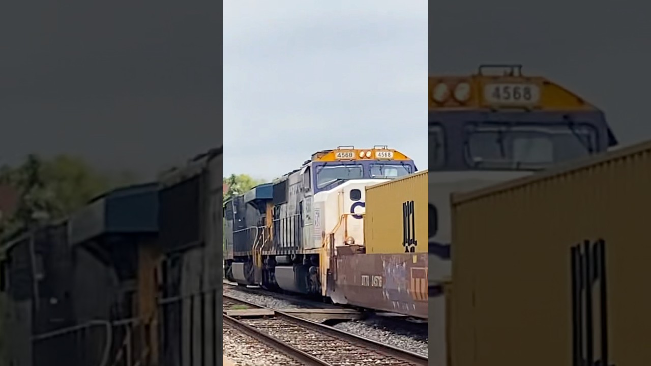 CSX 4568 &ldquo;Operation Lifesaver&rdquo; unit trails on I135-16! #csx #railway #railfanning #railroad #shorts