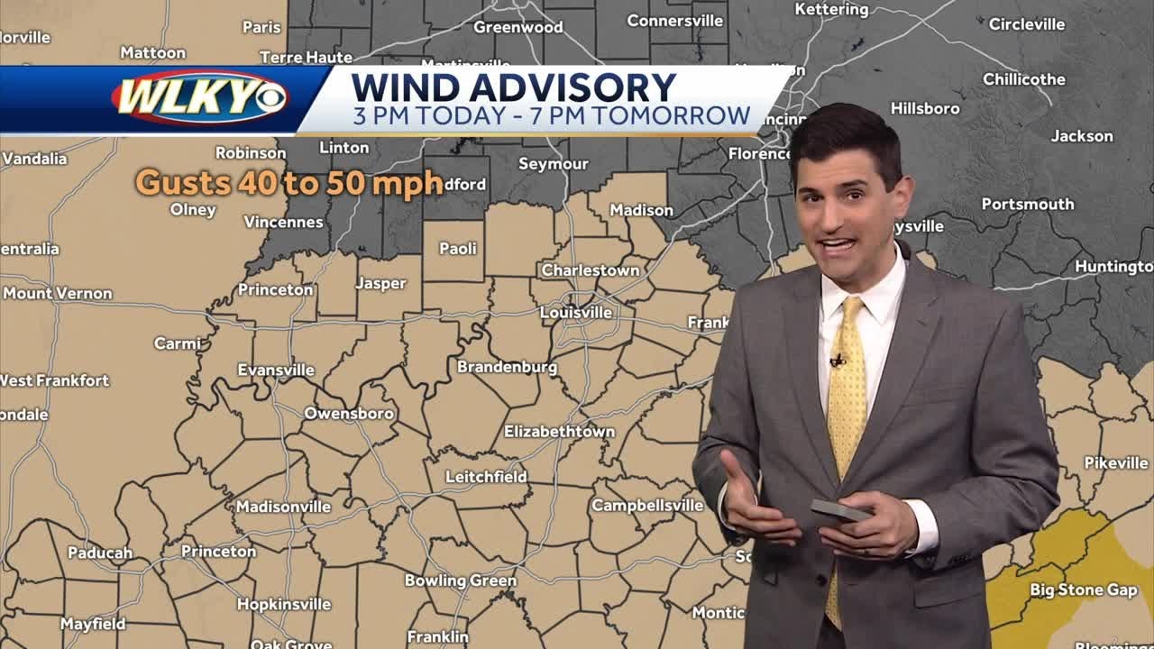 Louisville area under wind advisory Tuesday into Wednesday