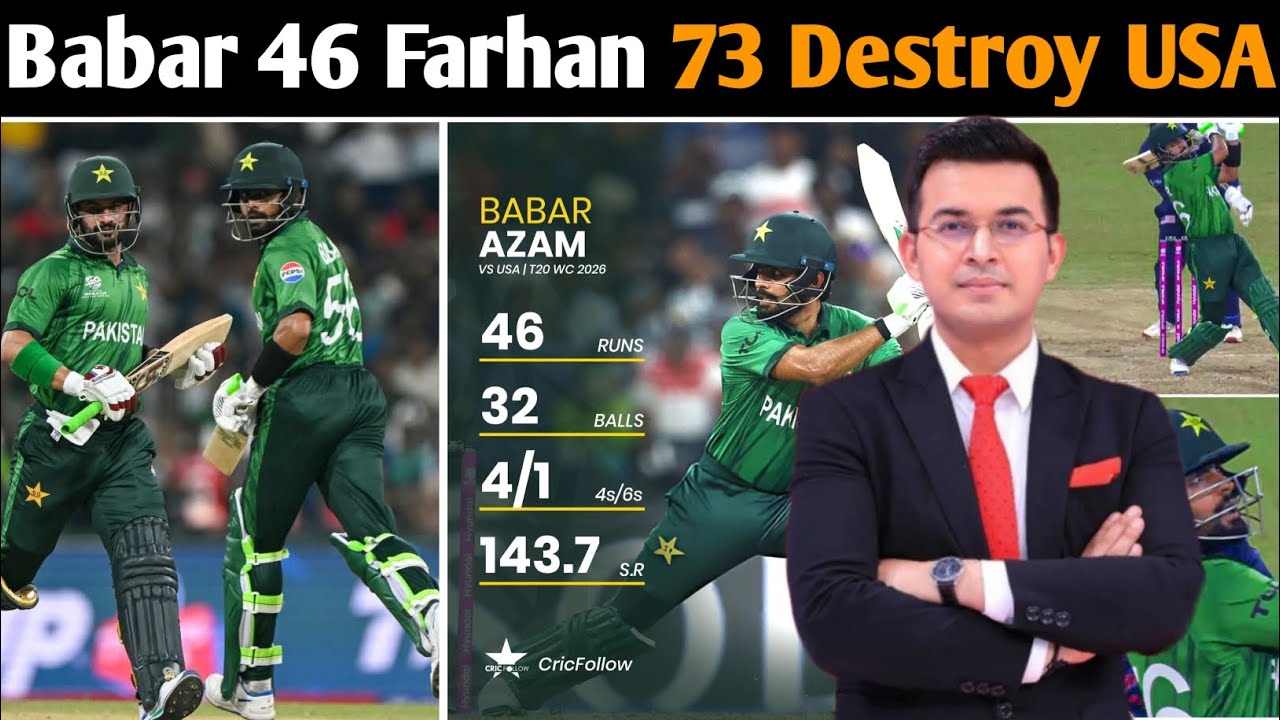 Babar Azam 46 & Farhan 73 🔥 Pakistan vs USA Highlights 2026&rdquo;