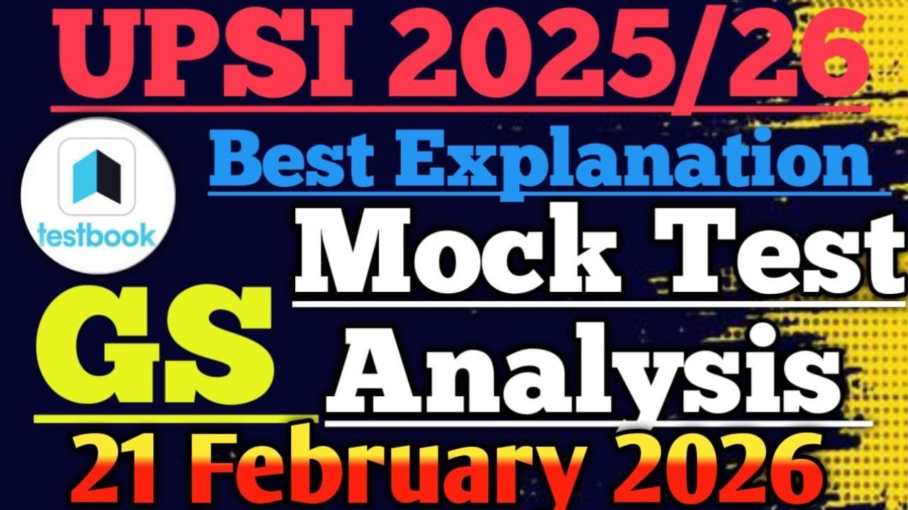 TESTBOOK UP POLICE SI ULTIMATE WEEKLY MEGA LIVE TEST | 21 FEB 2026 | SOLUTION AND ANALYSIS #upsi 