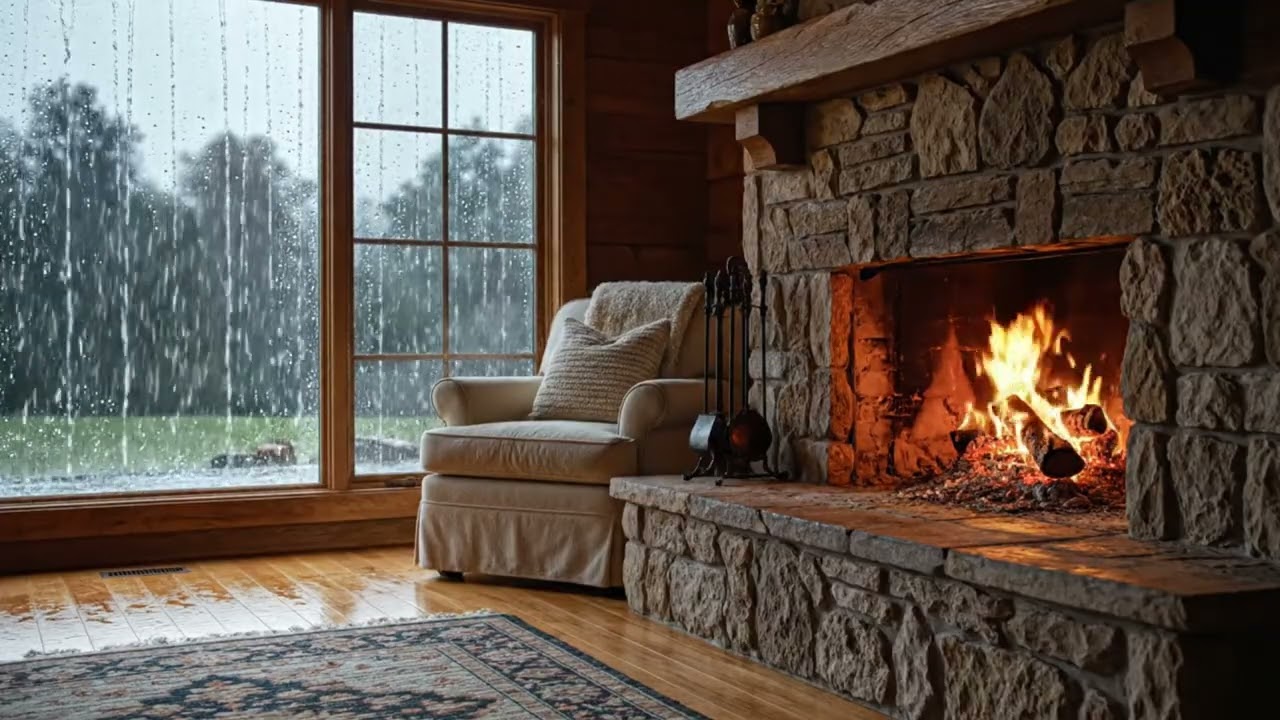 “3 Hours of Fireplace & Rain Sounds – Black Screen for Deep Sleep”