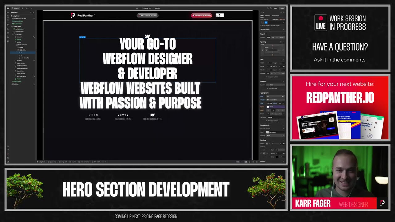 Webflow Live Work Session (New Hero Section)