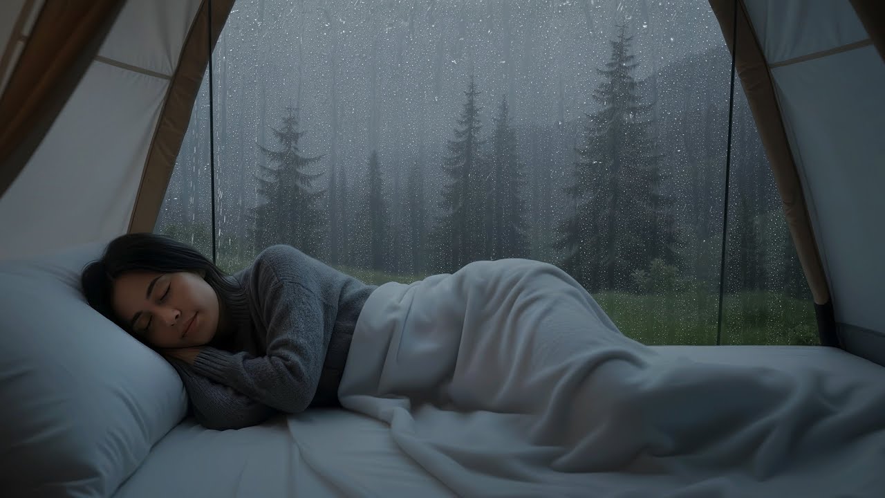 НАСТРОЙТЕ ГРОМКОСТЬ И ЗАСЫПАЙТЕ ЗА 5 МИНУТ 😴 Звук дождя в палатке в лесу с расслабляющими грозами