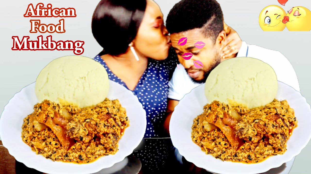 ROMANCING WHILE EATING MUKPRANK ON HUSBAND | EGUSI SOUP AND FUFU MUKBANG | AFRICAN FOOD MUKBANG