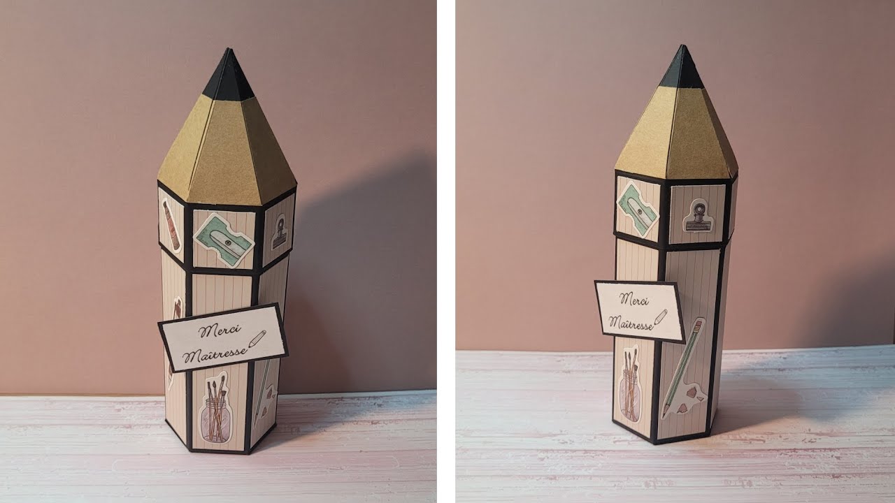 Scrapbooking : tuto boite a crayon merci maîtresse