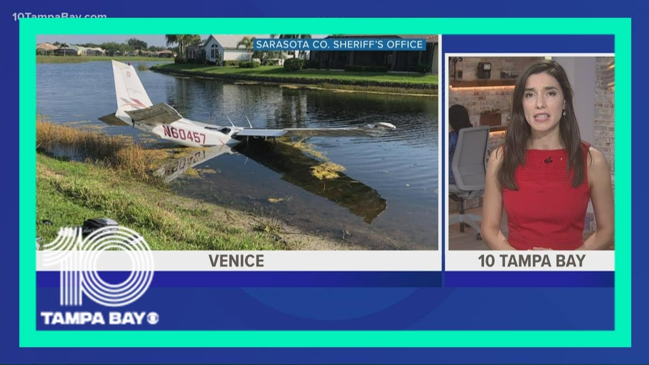 Small plane makes emergency landing, crashes into pond at Venice country club