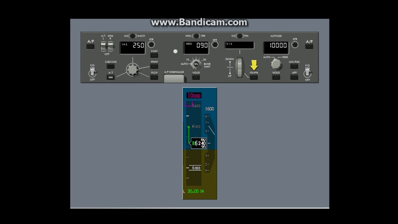PFD Airplane Control (Vertical Speed and Flight Path Angle)