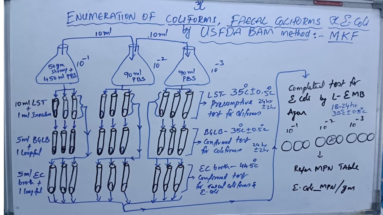 Enumeration of Coliforms, Faecal coliforms & E coli by USFDA BAM