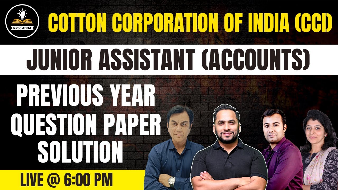 Junior Assistant Accounts | Previous Year Paper Solution | Cotton Corporation Of India 2024 | CCI