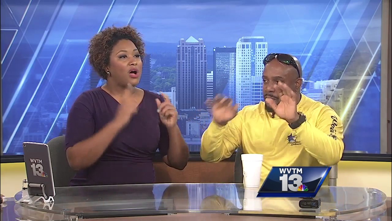Comedian Arnez J in studio with Eunice Elliott