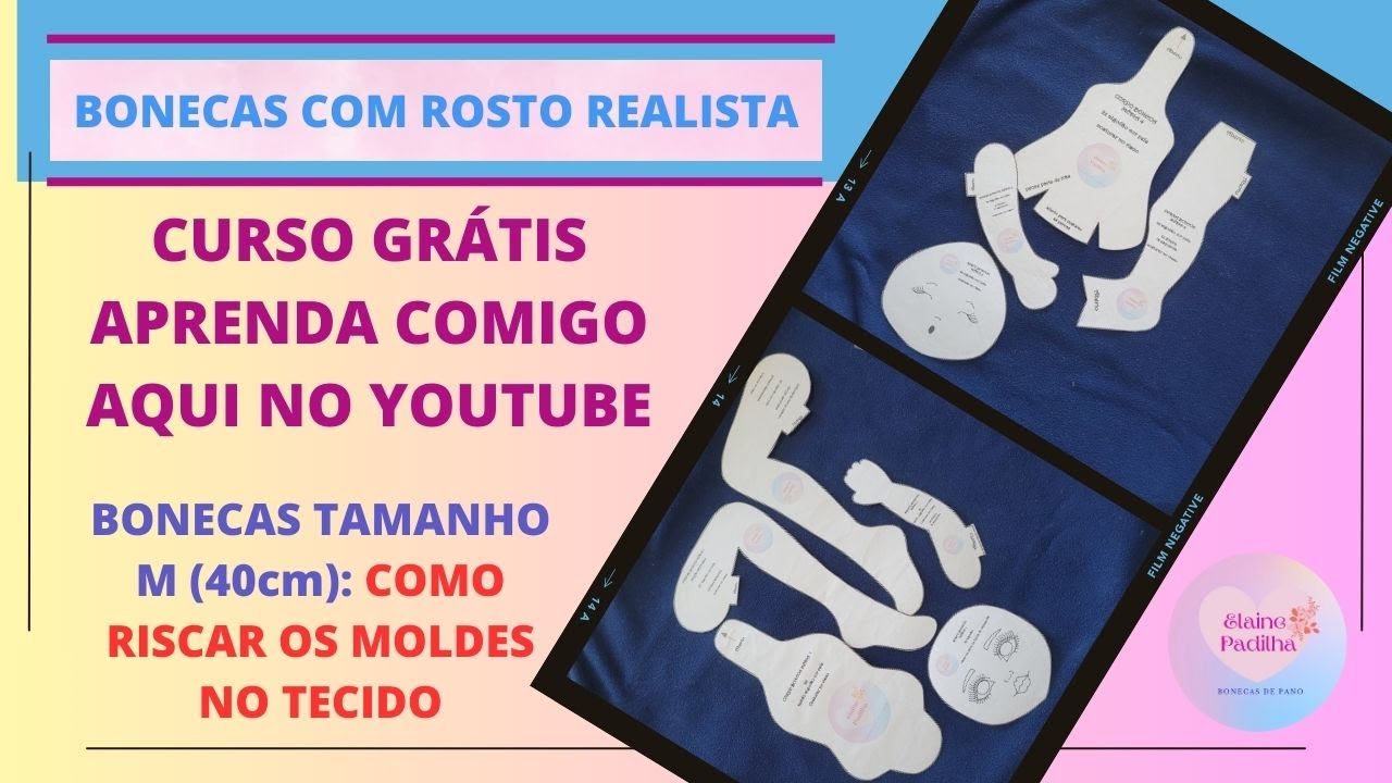 BONECAS MÉDIAS (40cm): Como riscar os moldes