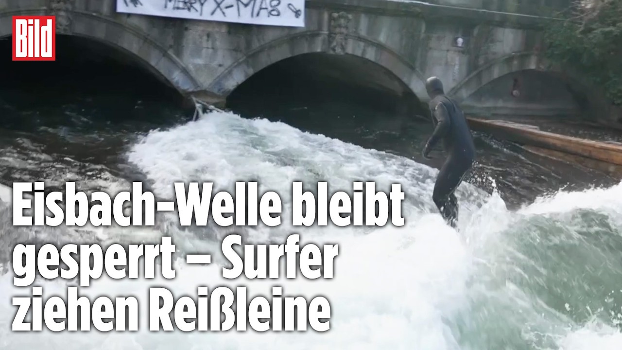 M&Uuml;NCHEN: Eisbach-Surfer stoppen Rettungsversuch nach monatelangem Streit mit der Stadt!