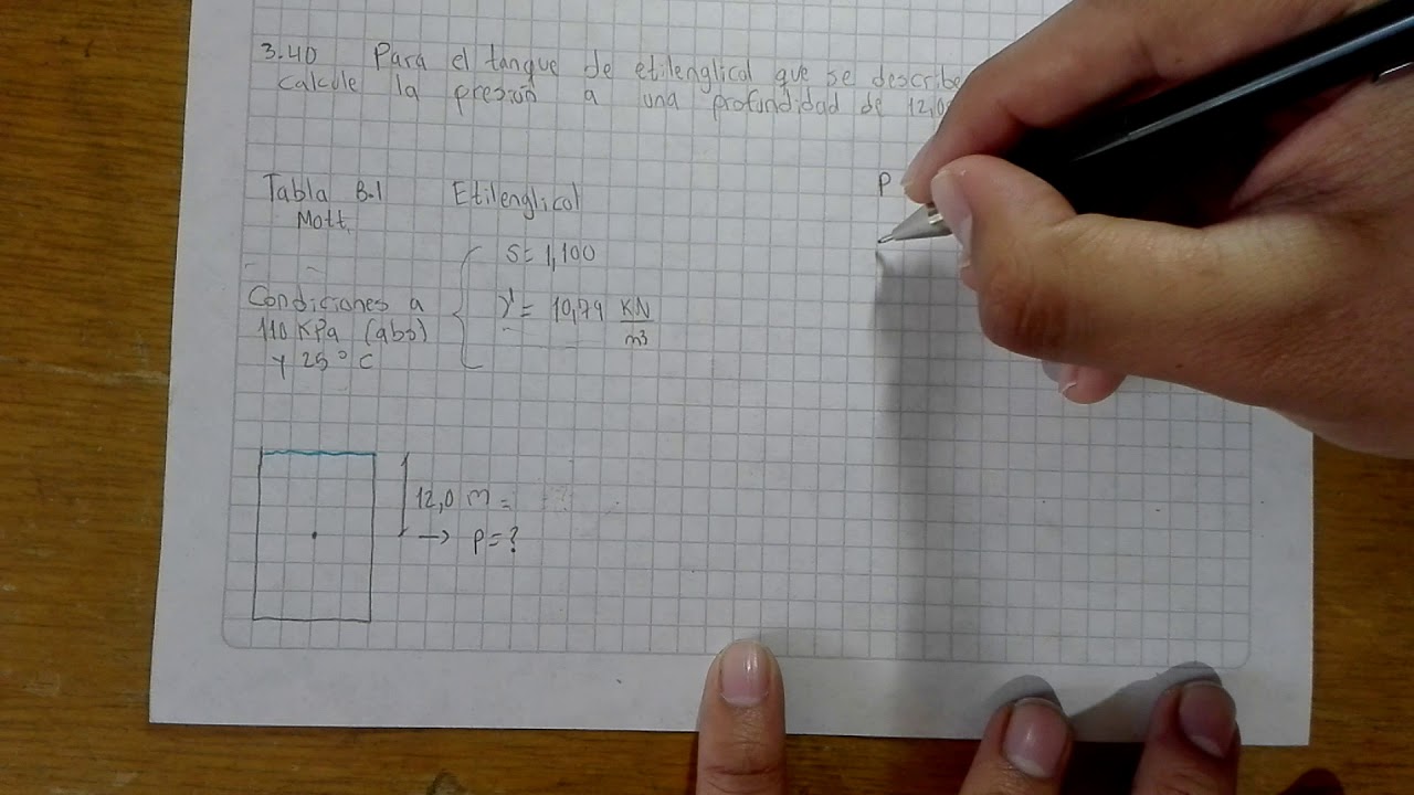 SOLUCIÓN Ejercicio 3.40 Mecánica de Fluidos Mott 6ta edición