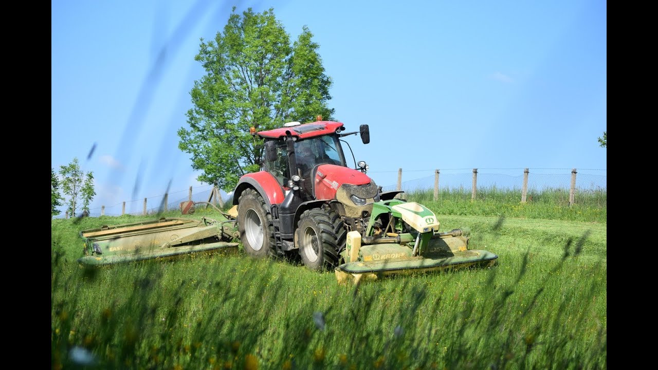 Case Optum 270 CVX + Krone EasyCut B 1000 CV Collect  | Nasekávání trávy na senáž | 1. Schnitt 2018