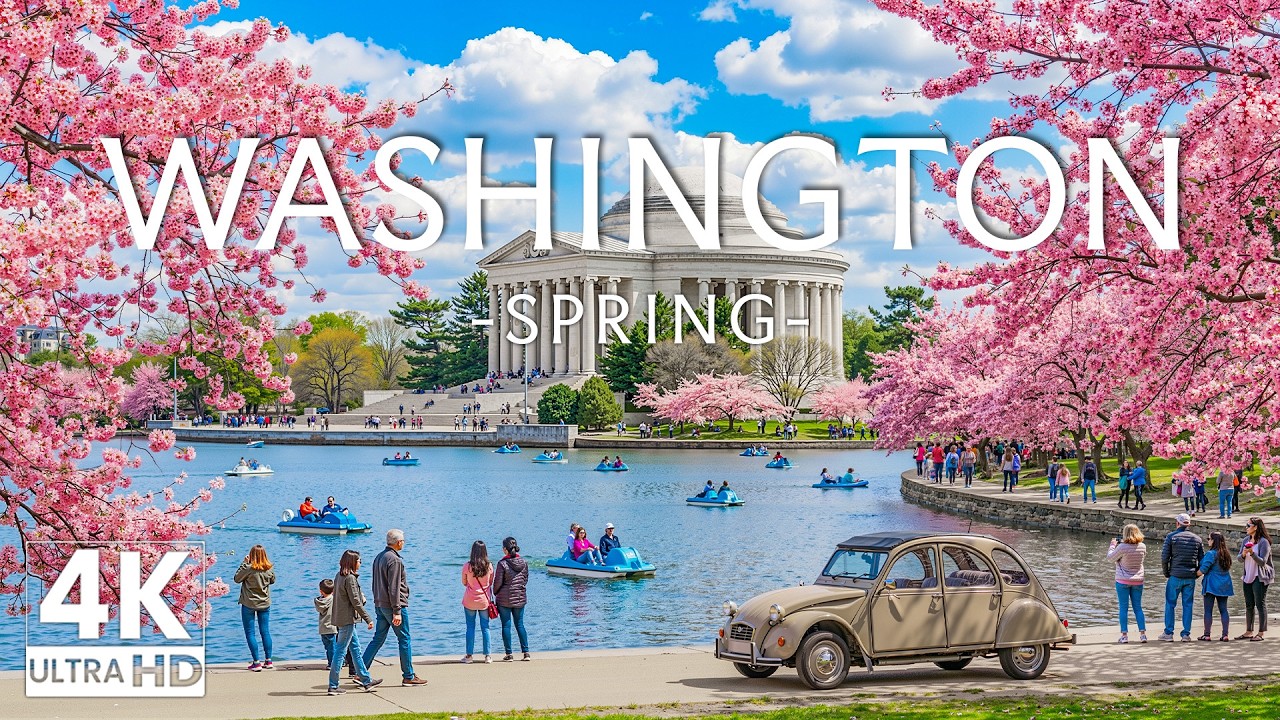 Washington DC Spring 4K – Cherry Blossoms at the Tidal Basin & Jefferson Memorial Views
