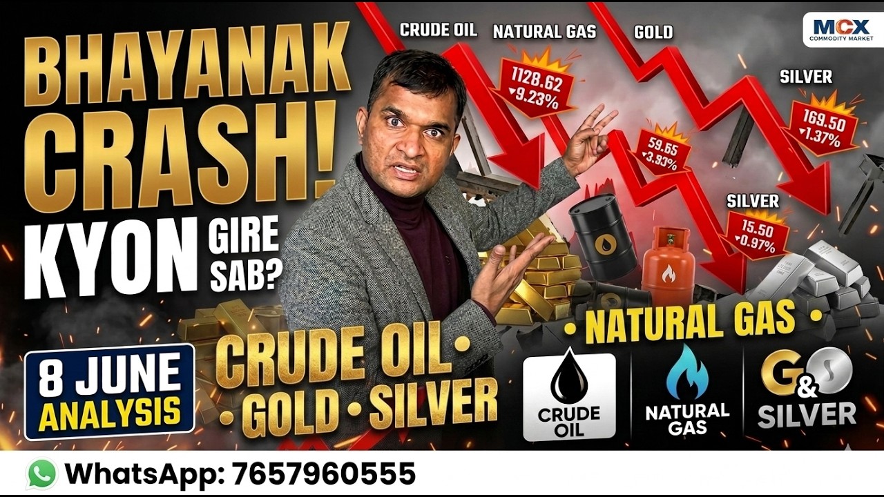 Big Market Crash 🔴 Gold, Silver, Crude Oil & Gas Kyon Crash Hue? 8 June Analysis 📉 Kyon Gira Market?