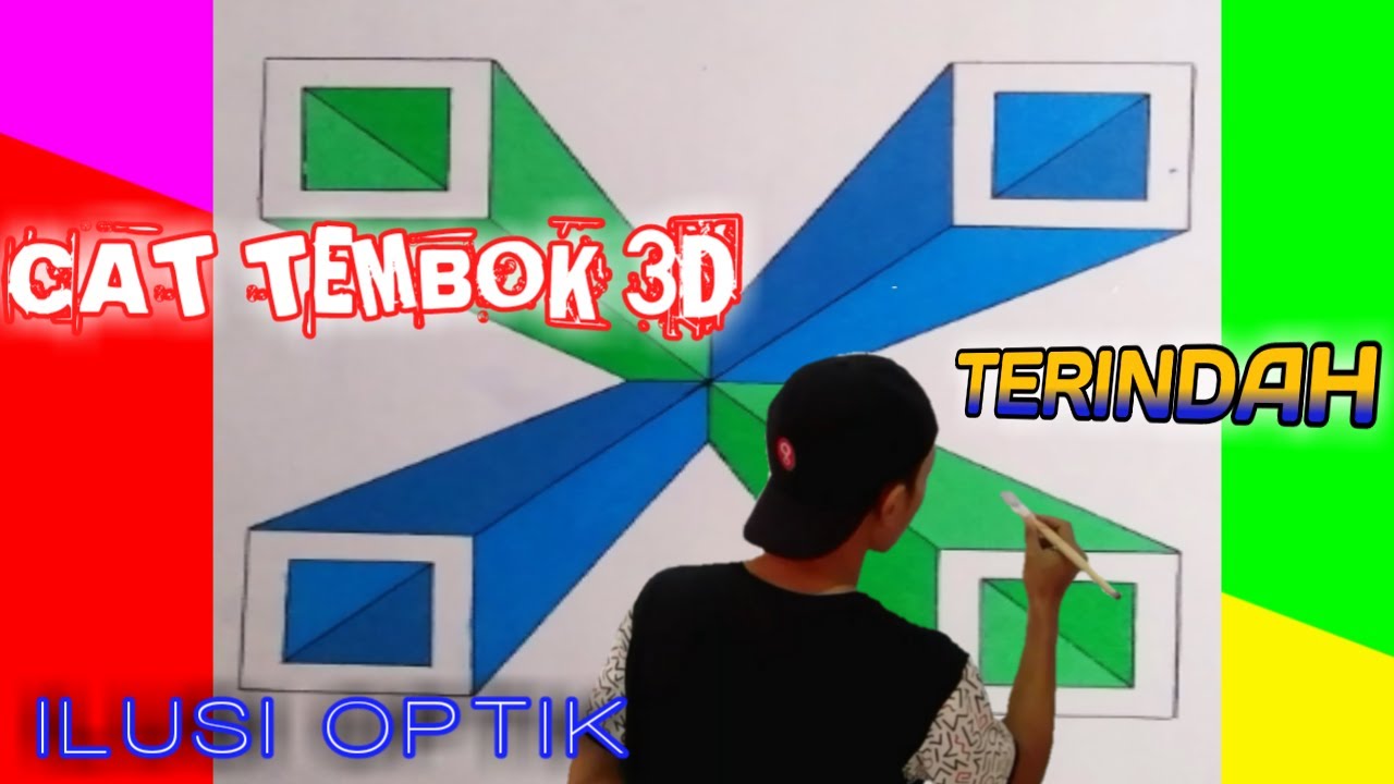 3D OPTICAL ILLUSION DESIGN EASY | CAT TEMBOK 3D TERINDAH | 3D WALL PAINTING DESIGN