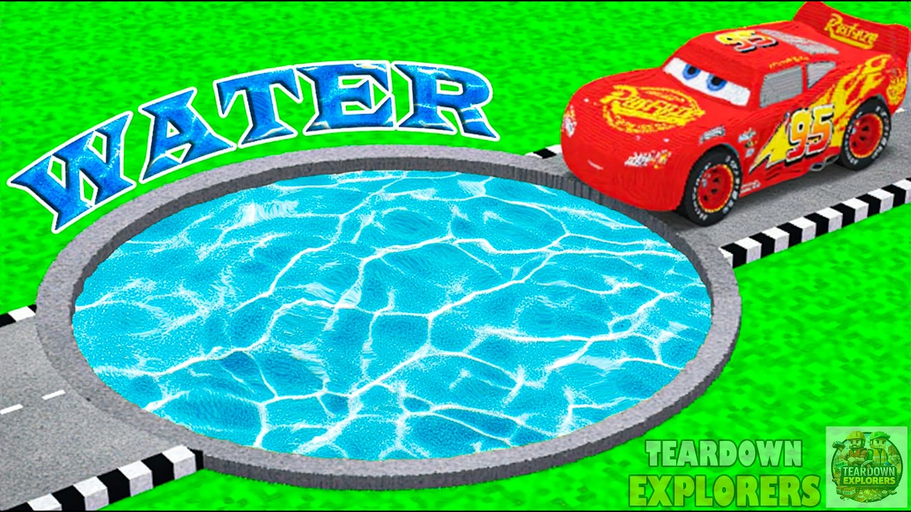 LONG CARS vs WATER POTHOLES #3 in Teardown
