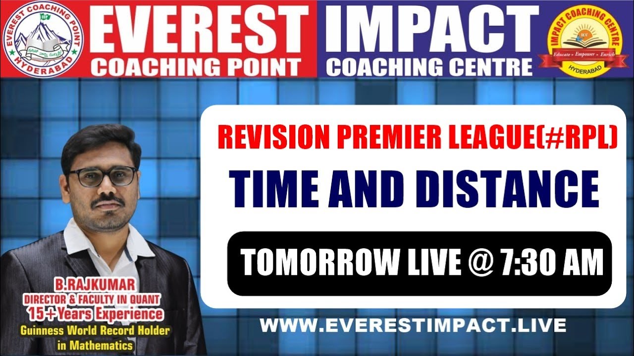TIME AND DISTANCE | REVISION PREMIER LEAGUE | BY RAJ KUMAR SIR