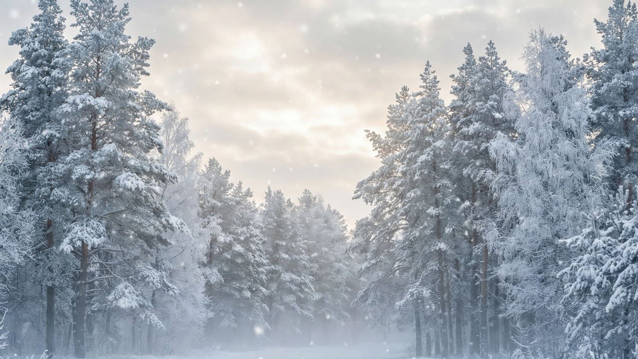 Peaceful Winter Forest ❄️ Relaxing Music & Falling Snow | Calm Nature Ambience