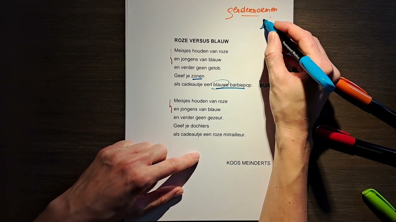 Nederlands | Poëzie: gedicht 4 'roze versus blauw' analyseren (5/5)
