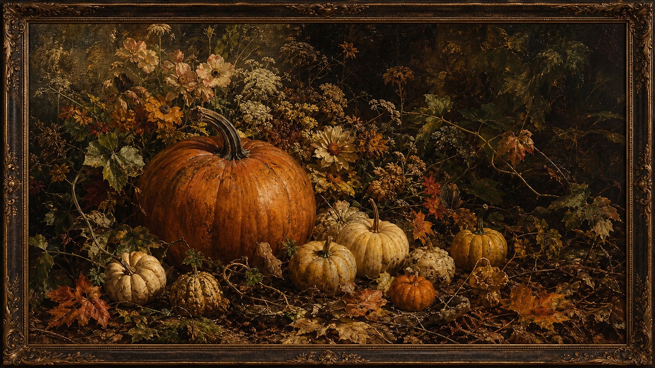 Vintage Fall Pumpkin Frame TV Art | Harvest | 6 Hours No Sound