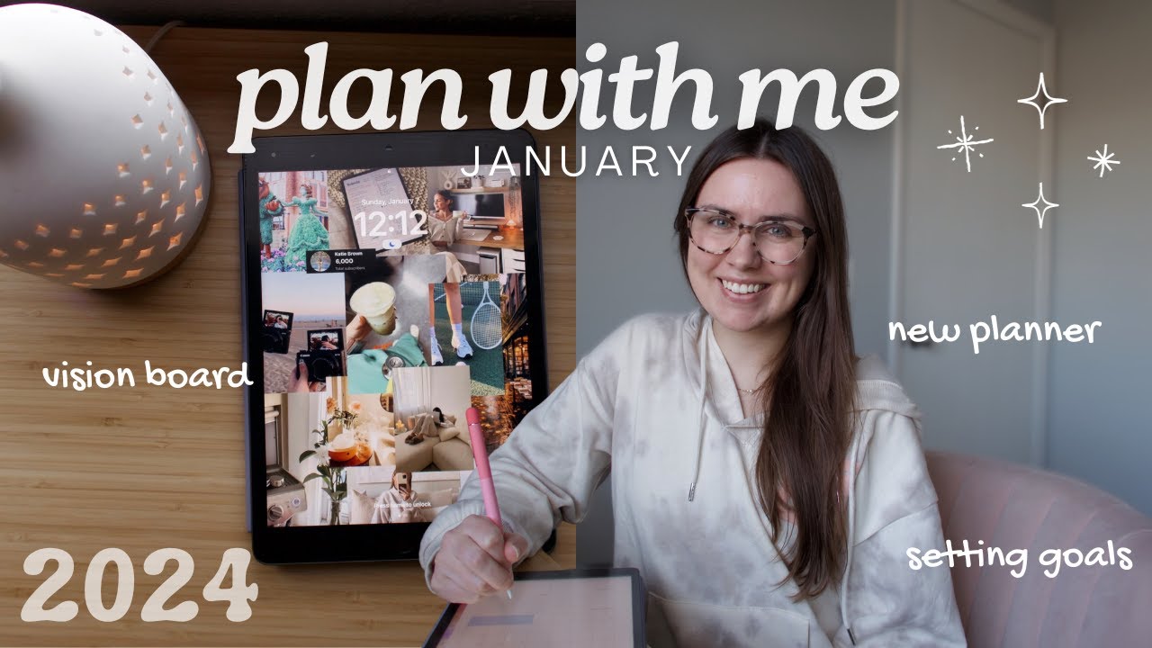 ✏️ Digital plan with me January 2024 | my 2024 digital planner, goodnotes on iPad, setting goals ✨