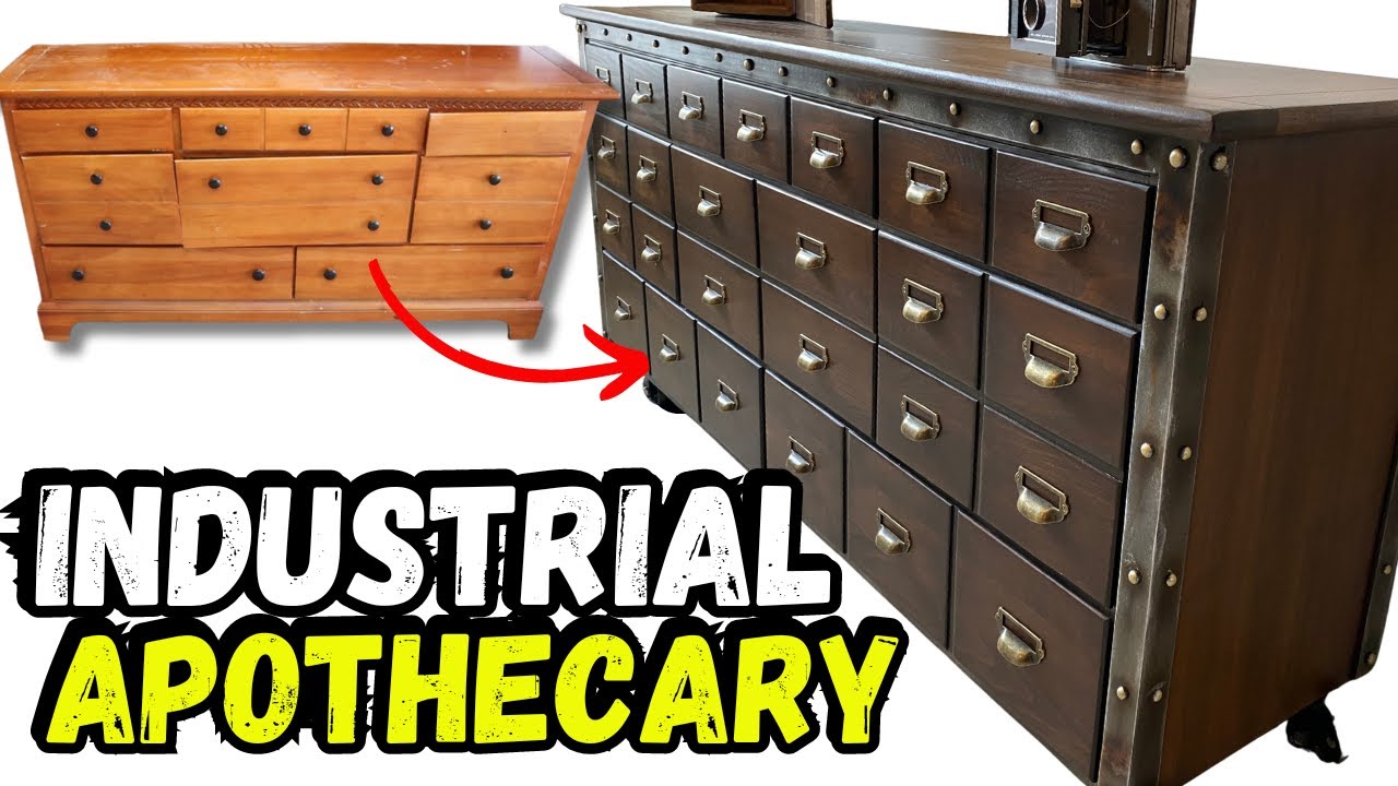Curbside Dresser Flip into an Industrial Apothecary Masterpiece | DIY Furniture Transformation