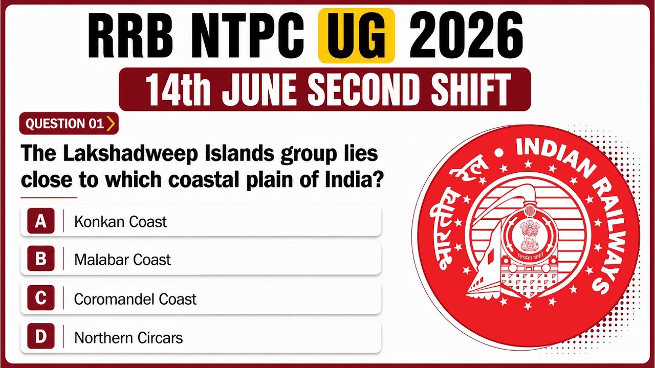 RRB NTPC UG 2026 | 14 June Second Shift Questions & Answers | Memory Based MCQs