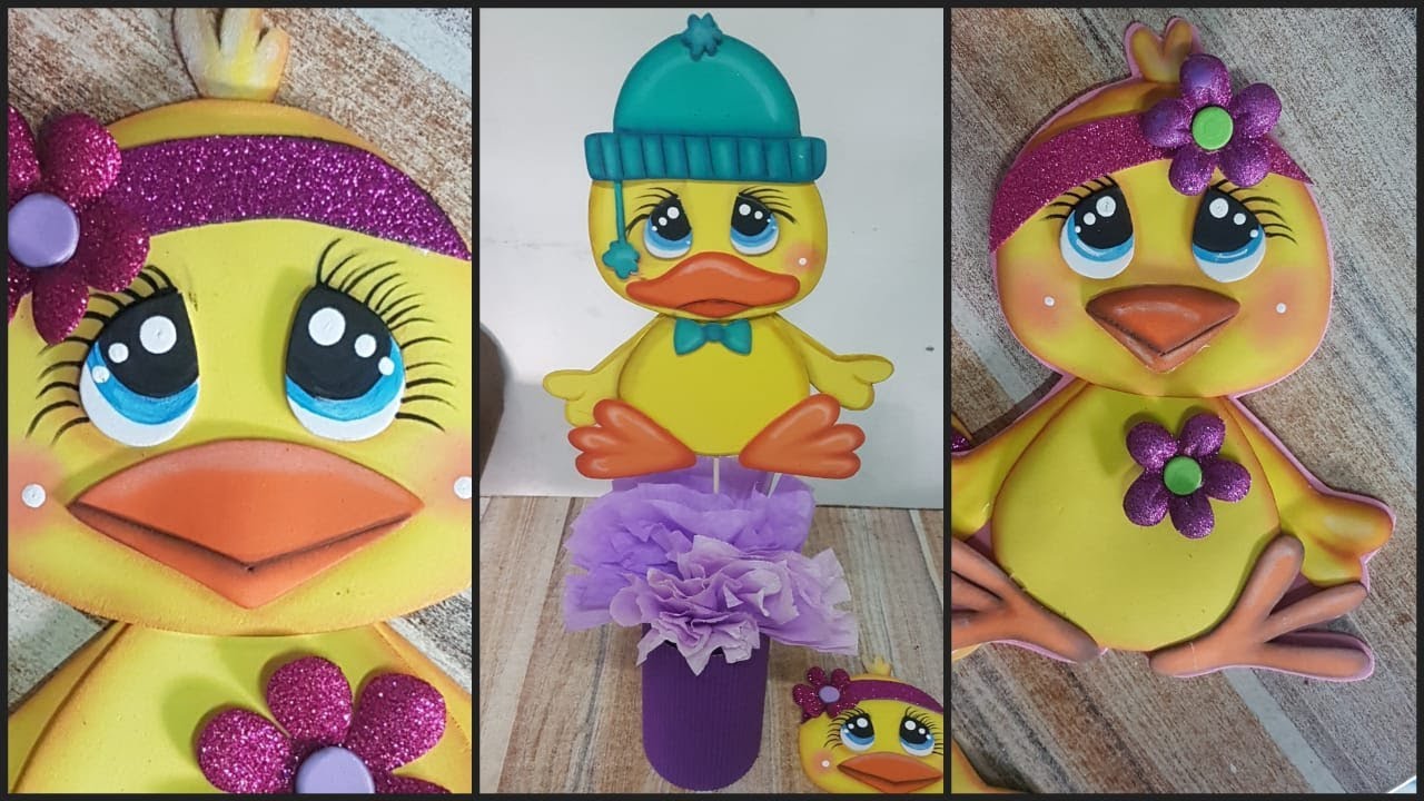 🐥🐣PATO y POLLITO de foami o goma Eva/ ANIMALES de Goma Eva/ duck and chicken animals