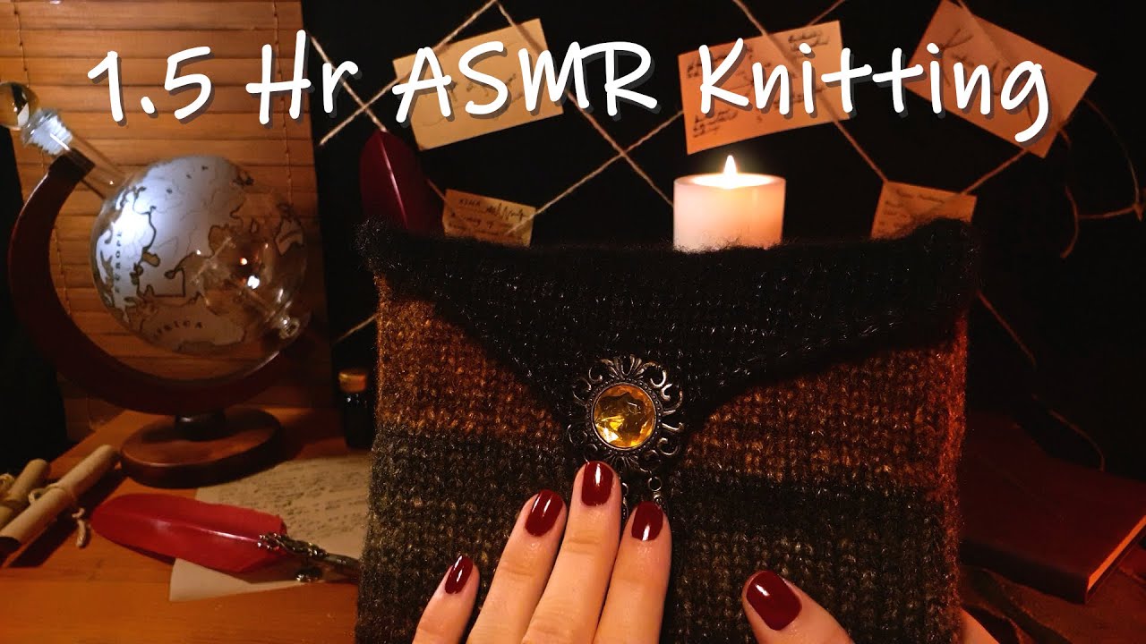 ASMR Knitting | 1.5 Hours, Book Cover with Ornate Clasp - Silence, No Talking