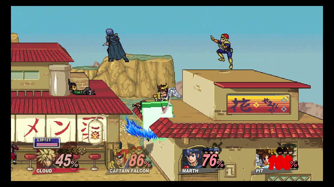 Super Smash Flash 2 Project B: Cloud Vs Marth Vs Captain Falcon Vs Pit