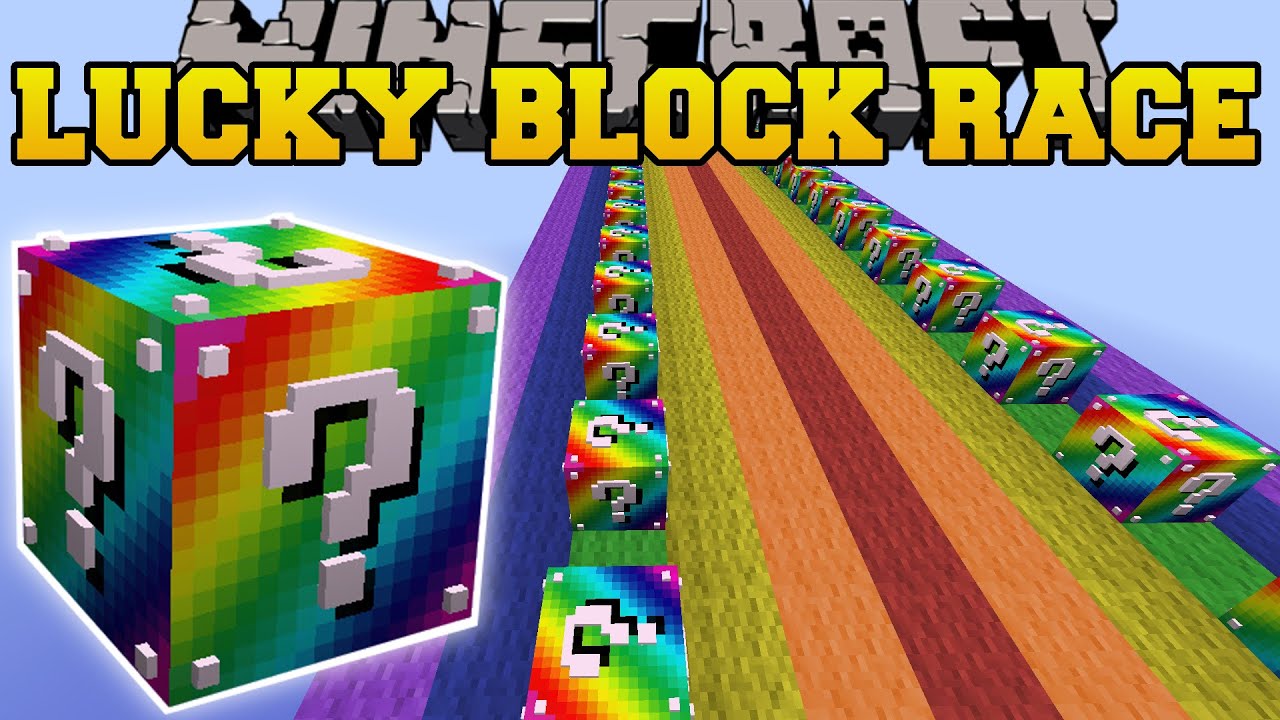 Minecraft: МУЧИТЕЛЬНАЯ ГОНКА С РАДУЖНЫМИ БЛОКАМИ УДАЧИ - Мод на удачные блоки - Мини-игра с модами