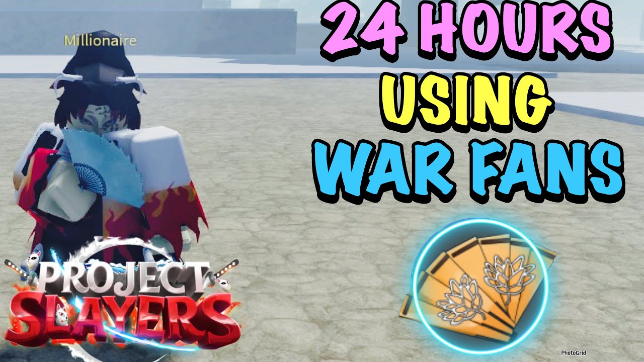 Surviving 24 Hours Using War Fans Only In Project Slayers!!