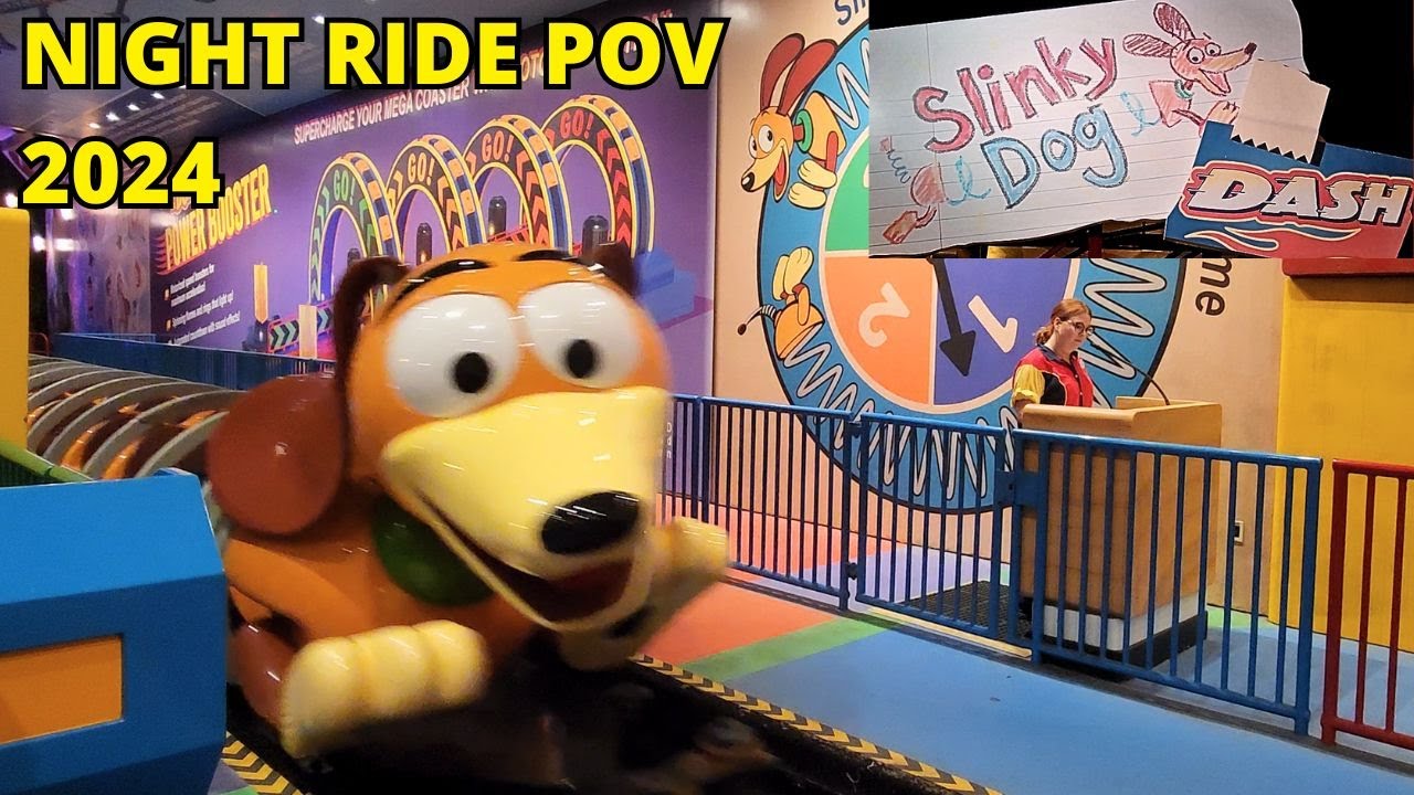 Slinky Dog Dash NIGHT POV in [4K] | Toy Story Land, Disney's Hollywood Studios