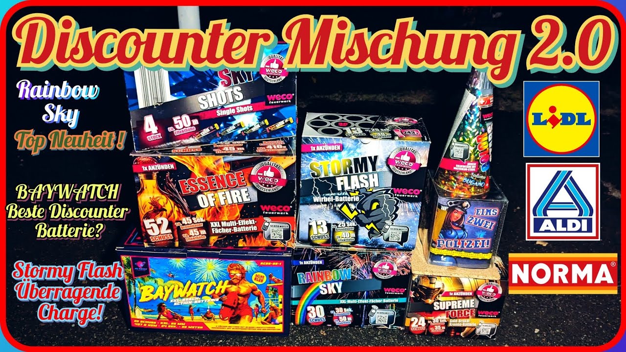 FEUERWERK DISCOUNTER MISCHUNG 2.0 💥 an Silvester 2024/25 - BAYWATCH die beste Lidl Batterie?