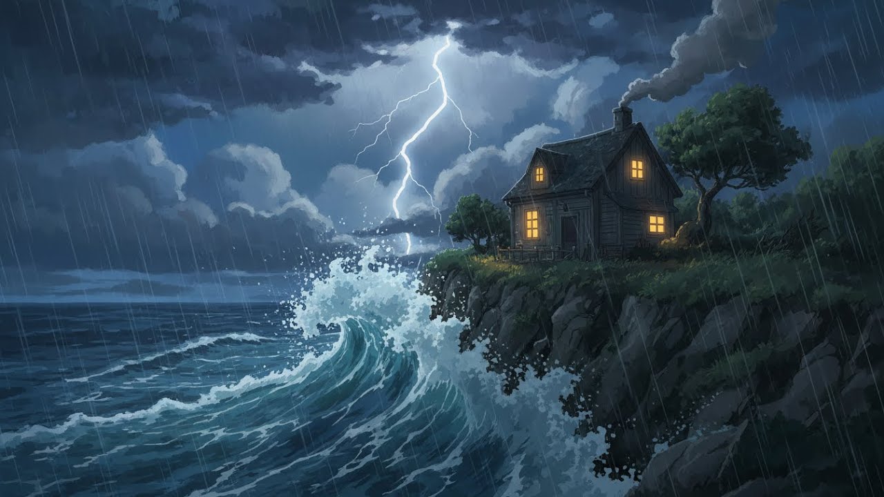 Cozy Stormy Day at a Seaside Cottage 🌧️ Slow Living, Italian Cooking & Relaxing Ocean Sounds
