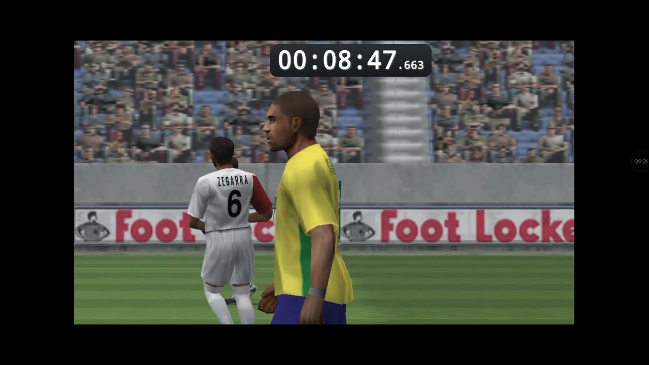 Speedrun de pes 2007, categoria copa do mundo, tempo:41M,54S, seleção (Brasil).