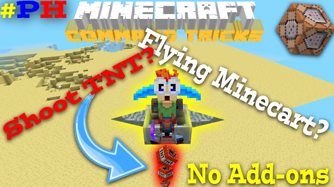 I Made A Flying Minecart That Shoot TNT (Command Block Tricks) In Minecraft Bedrock/PocketEdition