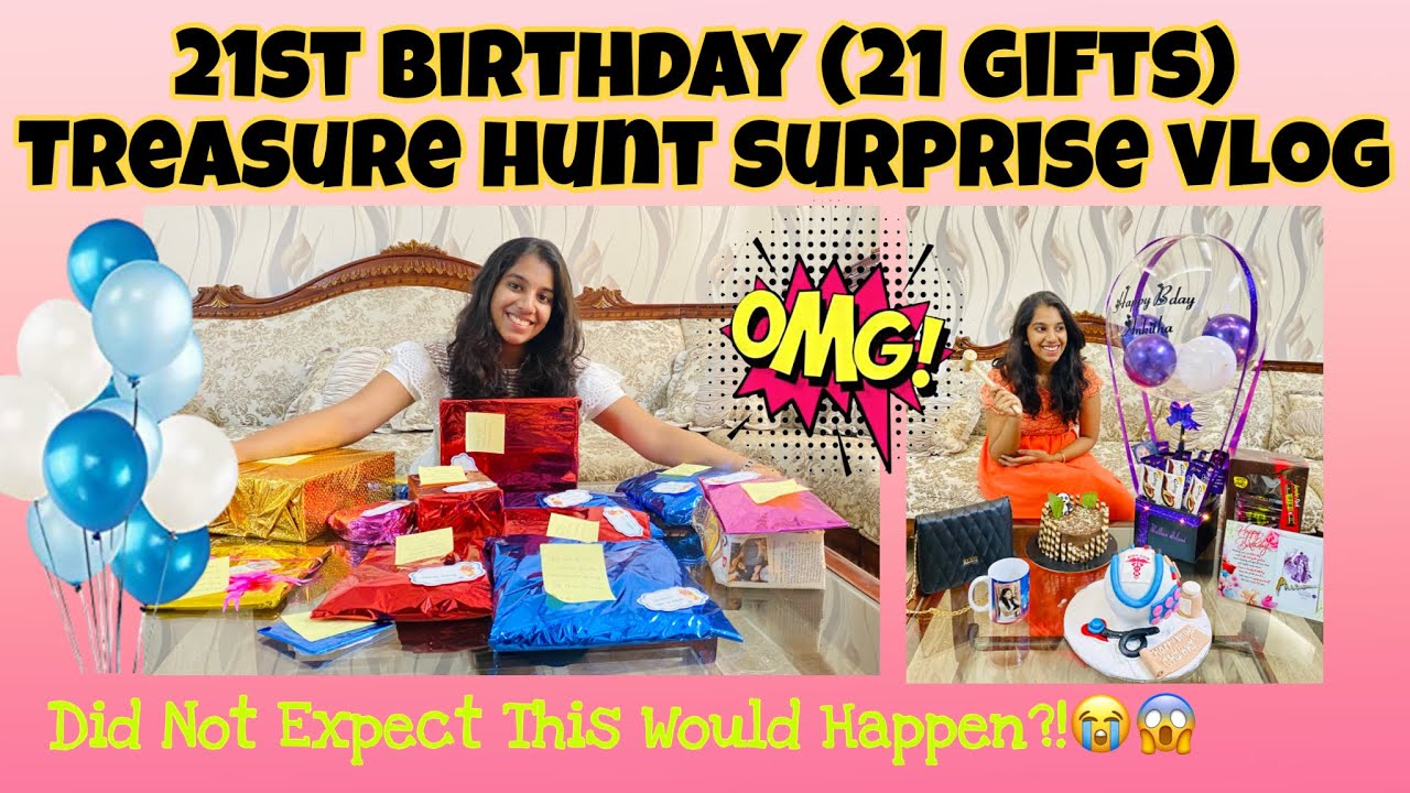 21 Gifts for 21st Birthday !! *Treasure Hunt Gifts Challenge*🎁 Birthday Surprise Vlog | Mee Sandhya