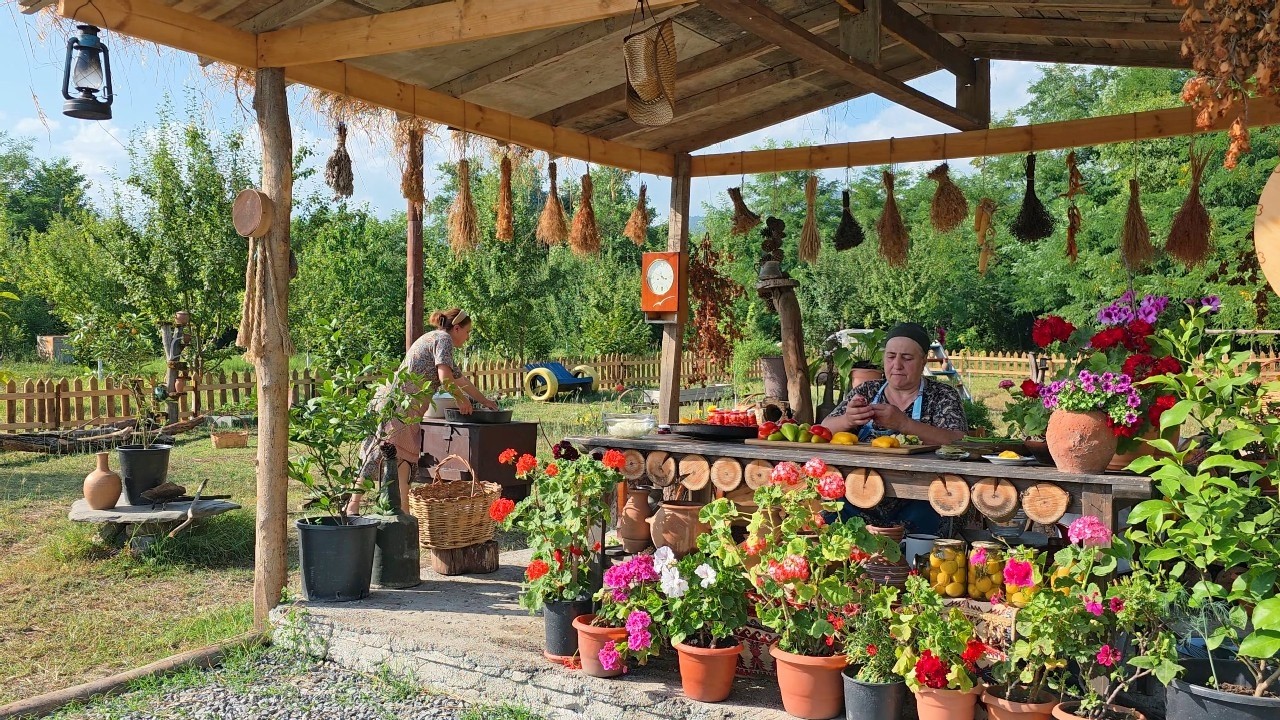 A Village Scene from Heaven – Raspberry Bowls, Blooming Colors & Peaceful Living 🍓🍒